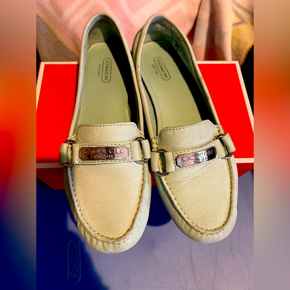 Coach Mint green suede loafers